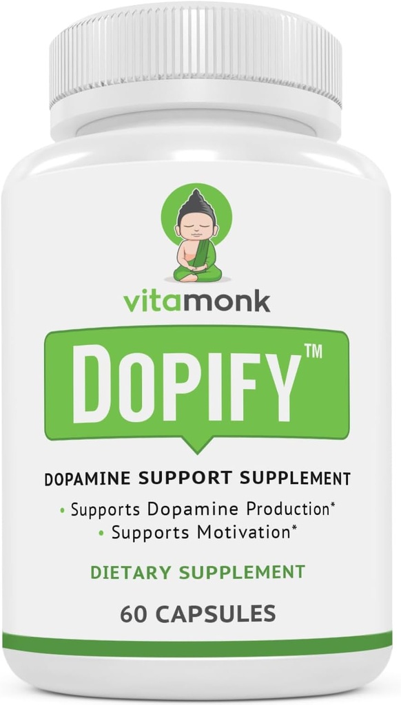 VitaMonk Dopify Dopamine Supplement Dopamine Booster with Uridine Monophosphate, Mucuna Pruriens, L-Theanine, Tyrosine and More - No Artificial Fillers, Just Brain Food - 60 Capsules
