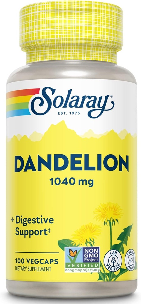 SOLARAY Dandelion Racine de foie, de rein, de digestion et d'équilibre de l'eau en bonne santé.