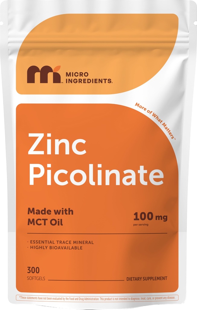 Micro-ingrédients Picolinate de zinc 100 mg par portion, 300 Softgels