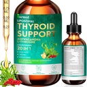 Thyroid Support Complex Liquid Drops for Women & Men - High Potency Iodine, Zinc, Selenium & Ashwagandha for Cortisol & Stress Relief - Natural Metabolism & Energy Booster - 2 oz (60ml)