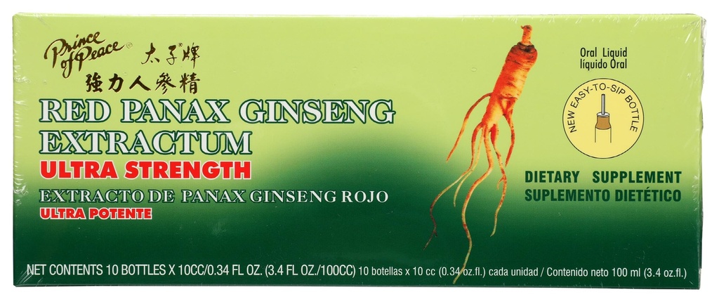 Prince de la Paix Panax Rouge Ginseng Extrant Ultra Streng -- 3,4 oz - 10 bouteilles