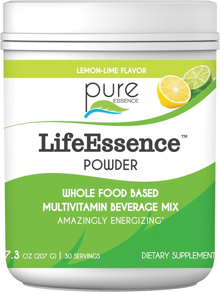 Pure Essence Labs LifeEssence Multivitamine en poudre pour hommes et femmes, supplément naturel à base de plantes avec vitamine D3, B12 et biotine, mélange de poudre à base d'aliments entiers énergétique, 7,3 oz