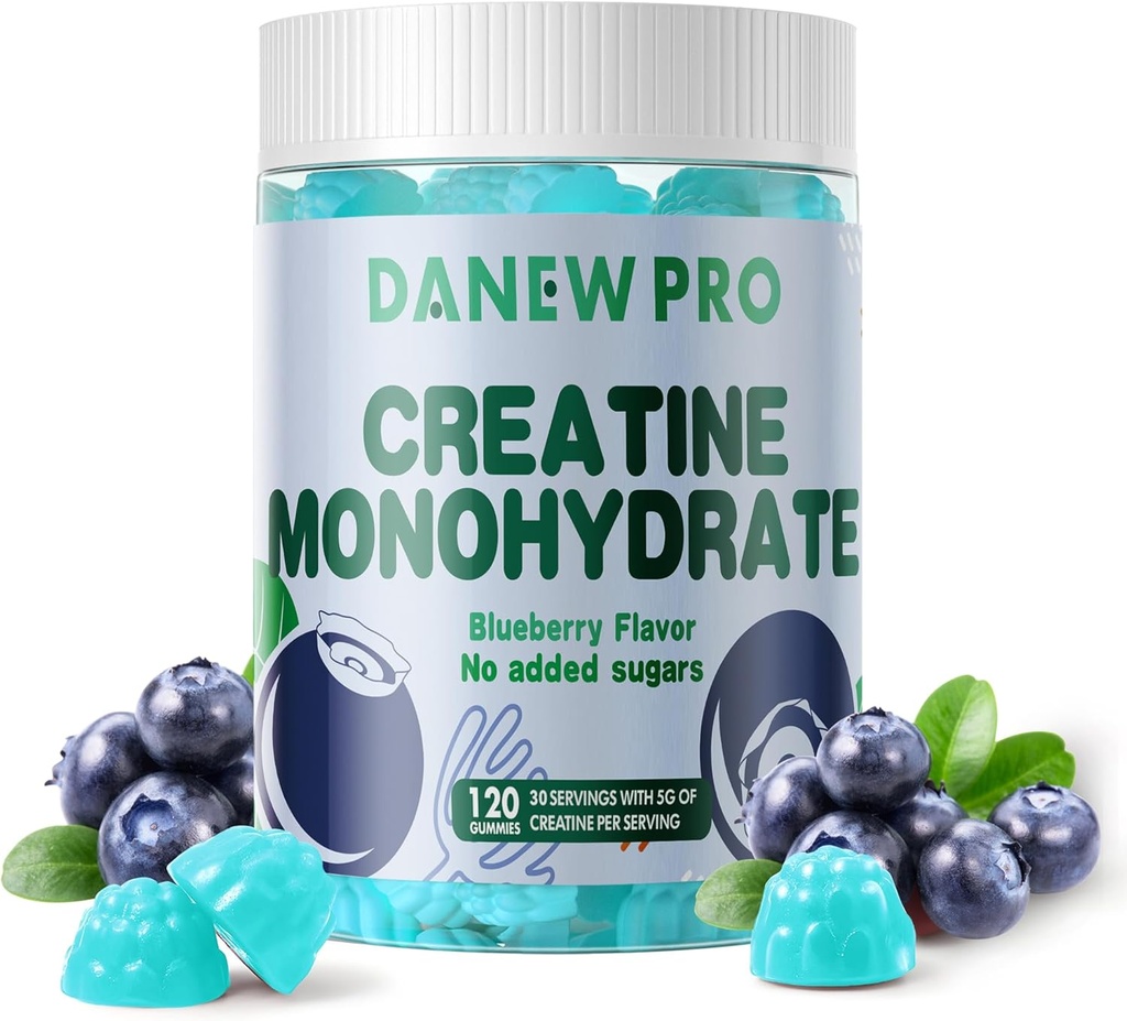 Monohydrate de créatine 5000mg pour les hommes et les femmes, Monohydrate de créatine pour la force musculaire, Constructeur musculaire, Boost énergétique, Supplément de pré-entraînement(120 Comte)-Blueberry Flavor