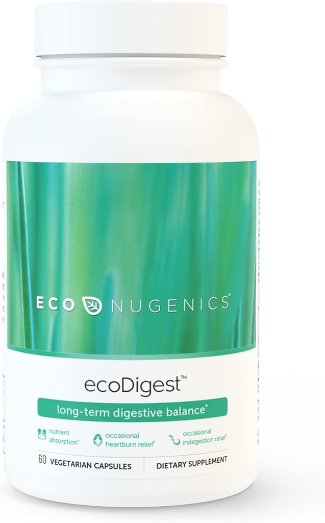 EcoNuggenics EcoDigest Supplément de santé digestif - 60 Capsules- Soutien digestif - Herbes, champignons médicinaux et enzymes