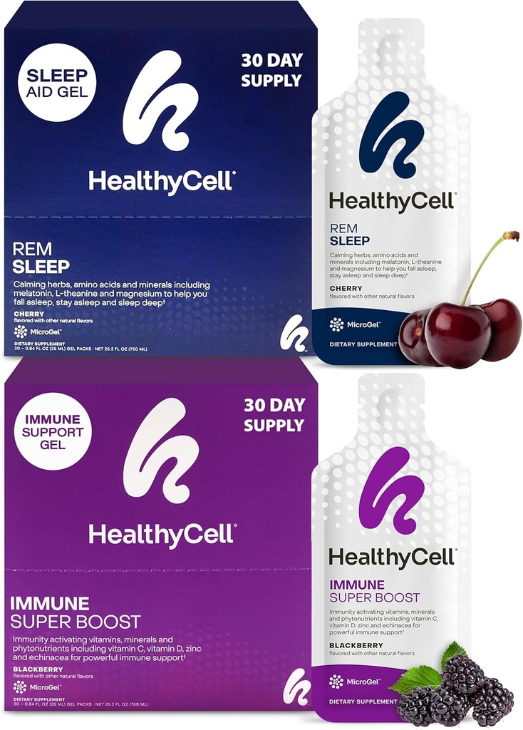 Supplément d'aide au sommeil de Healthycell REM + supplément de bonus de stimulation immunitaire