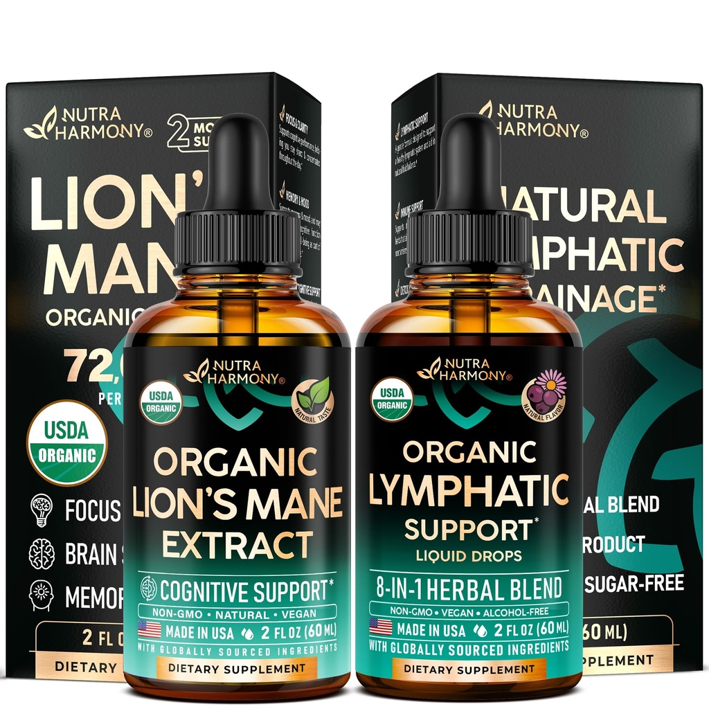 NUTRAHARMONY Organic Lions Mane & Lymphatic Drops