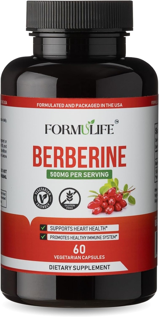 Berberine 500mg - Berberine Supplement (en anglais seulement) Supporte GLP-1, AmpK Activator, Metabollic Wellnes, Berberine HCL 500mg pour les femmes et les hommes sains, 60 Capsules, Non-OGM, Vegan, Fabriqué aux États-Unis