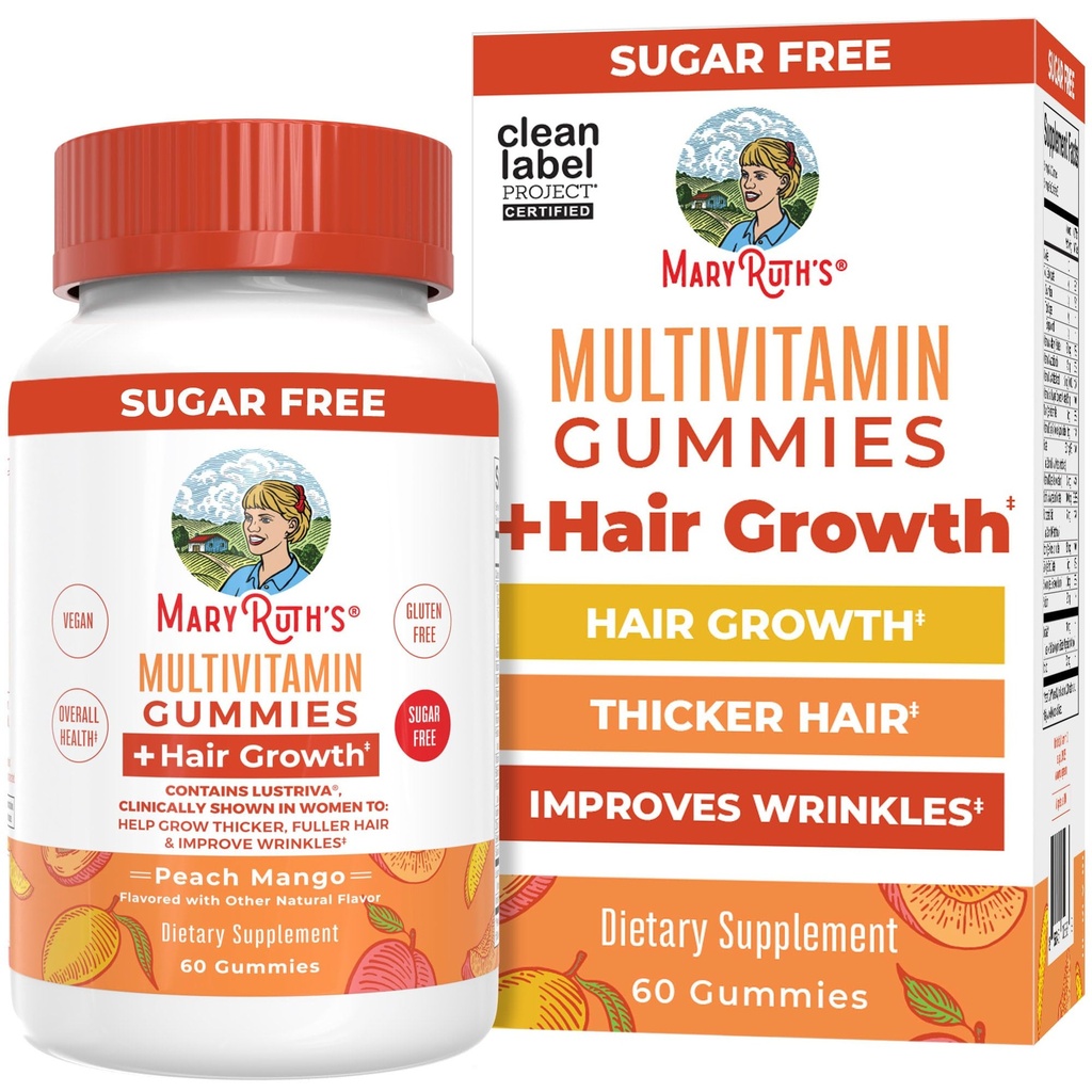 Multivitamines de MaryRuth + Gommies de croissance capillaires avec Lustriva®