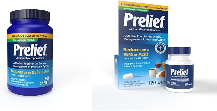 PRELIEF Acid Reducer Caplets Dietary Supplement, 300 Count & 120 Count Bundle