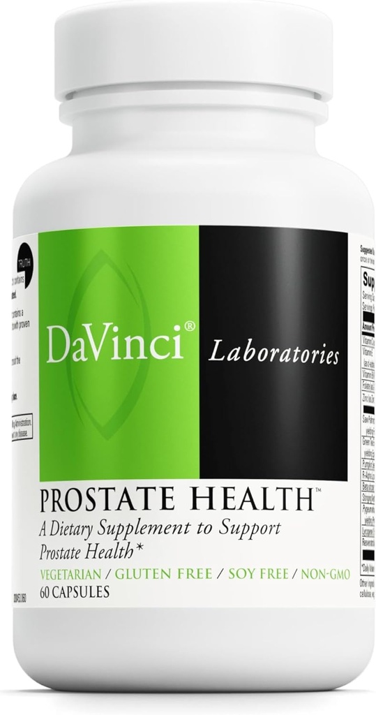 DAVINCI Labs Prostate Health - Aide à soutenir la santé de la prostate, de l'urine et des hommes avec Saw Palmetto, Zinc, Extrait de thé vert et plus* - 60 capsules végétariennes (30 portions)