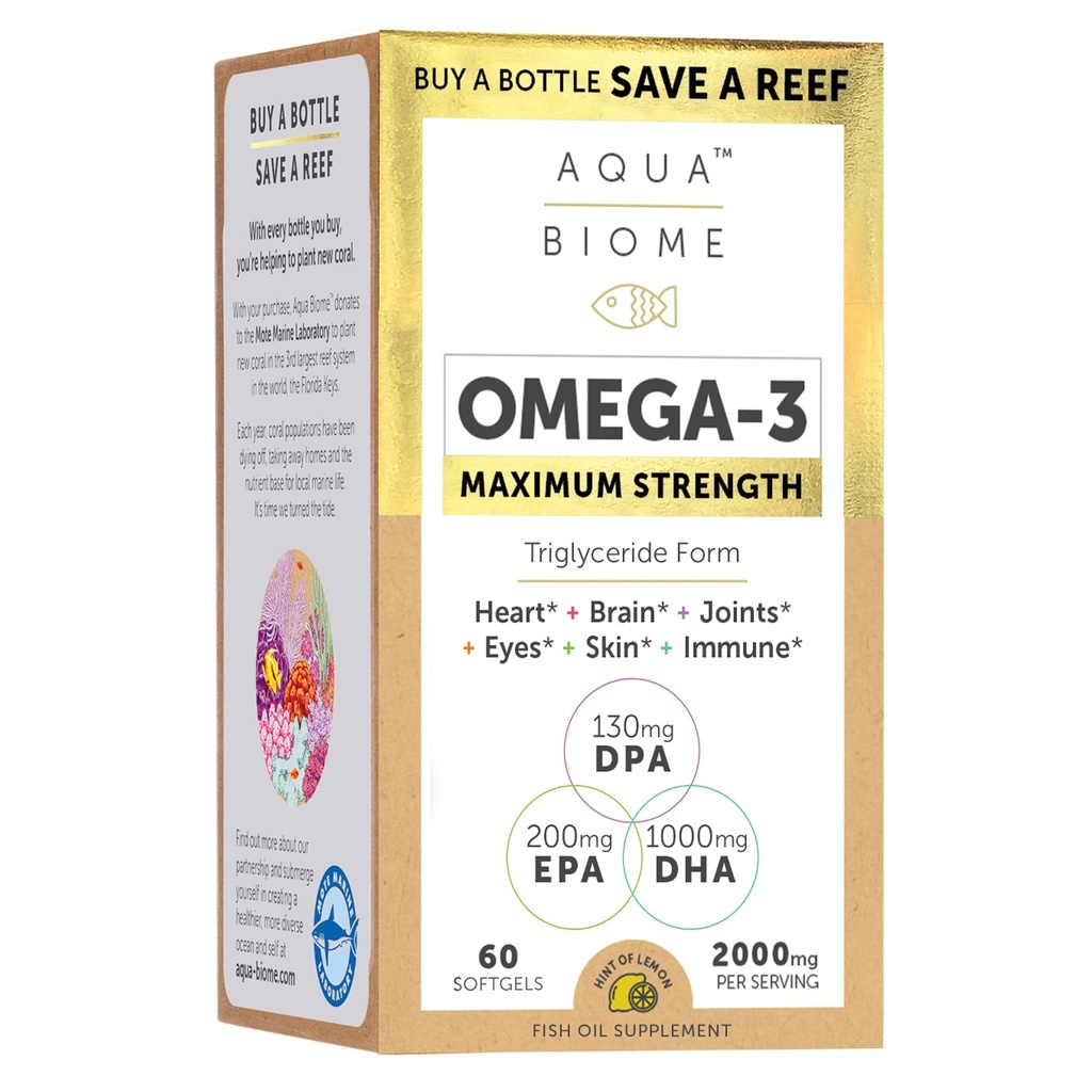 Enzymedica Aqua Biome Puissance maximale Omega 3 Huile de poisson, 60 Softgels