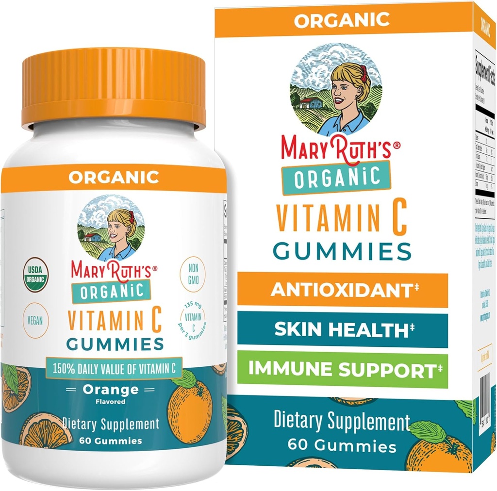MaryRuth Organics Adultes Vitamine C Gommies de l'USDA Biologique de l'USDA Vegan Vitamine C à mâcher pour les enfants de 14 ans et plus pour le soutien immunitaire et le bien-être général de l'organisme Vegan.