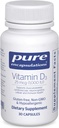 Encapsulations pures Vitamine D3 25 mcg (1 000 UI) - Supplément pour soutenir la santé des os, des articulations, des seins, du coeur, des colonies et des immunes - avec la vitamine D Premium - 30 capsules