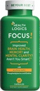 Les logiques de santé Focus! - Supplément cerveau pour mémoire, clarté, concentration avec Choline, Ginkgo Biloba, Alpha GPC, Phosphatidylsérine, Bacopa Monnieri l 60 Capsules l Non-OGM