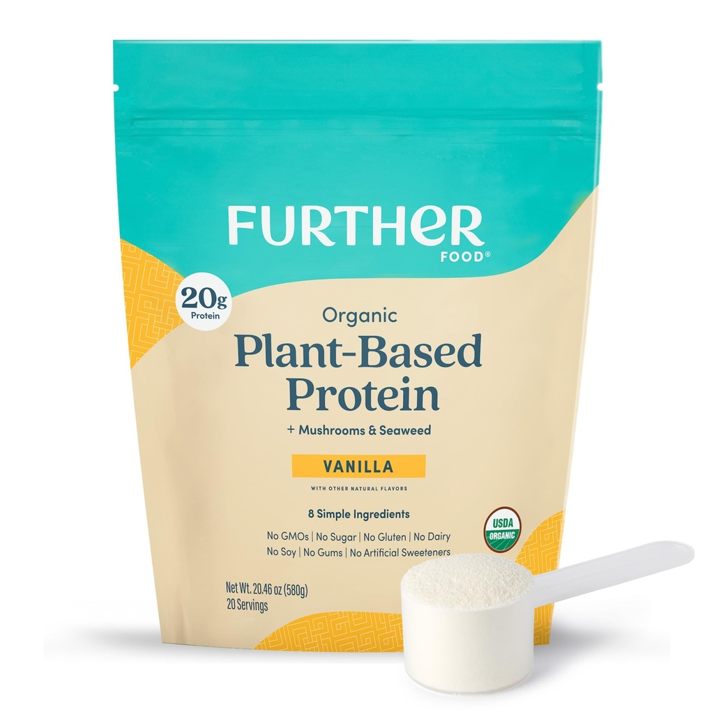 Autres aliments Vanille en poudre de protéines végétales biologiques - 20g de protéines végétales, poudre de protéines organiques avec champignons et algues, végétalien, non OGM, sans gluten, sans produits laitiers 19.05 Oz