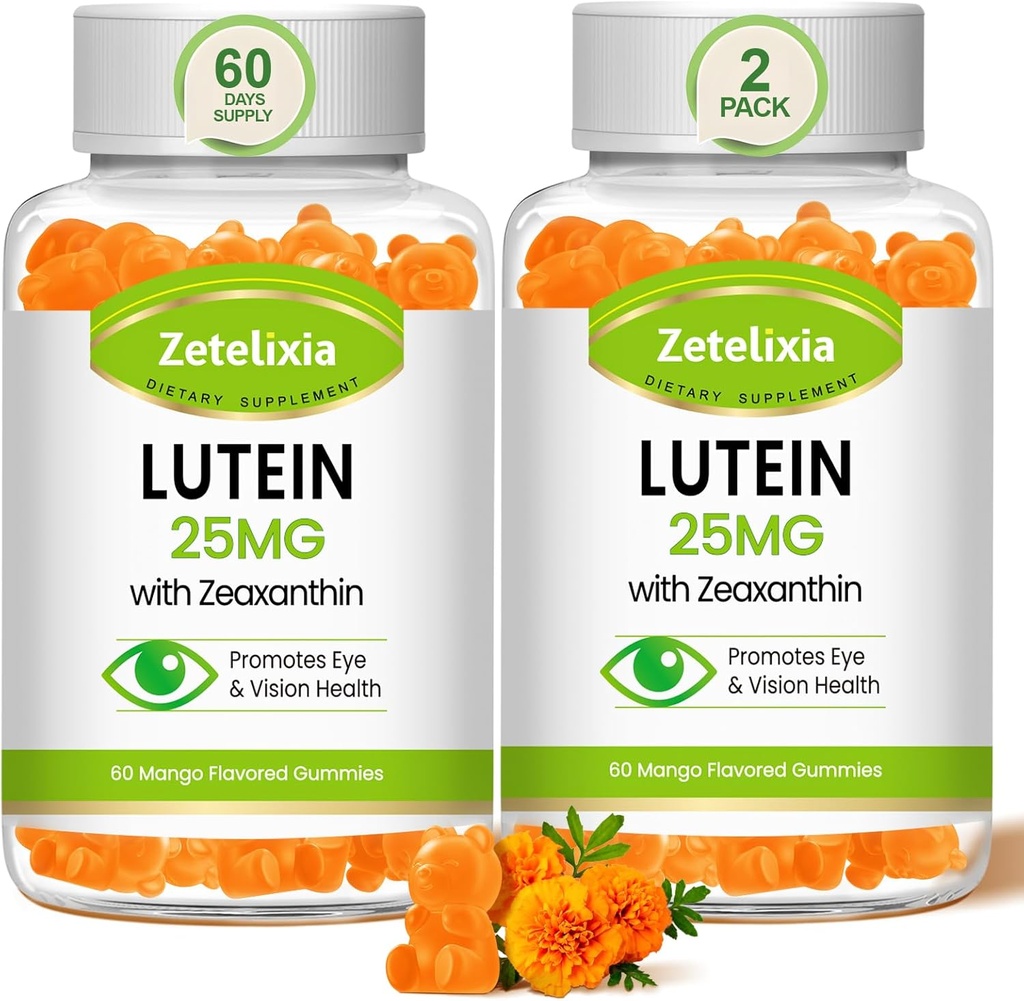 Lutein Gummies 25mg - Eye Vitamins Lutein & Zeaxanthin Eye Health Supplements for Adults,Sugar Free Eye Health Gummies Supplement - Support Vision,Macular,Blue Light Filtering (120 Count)