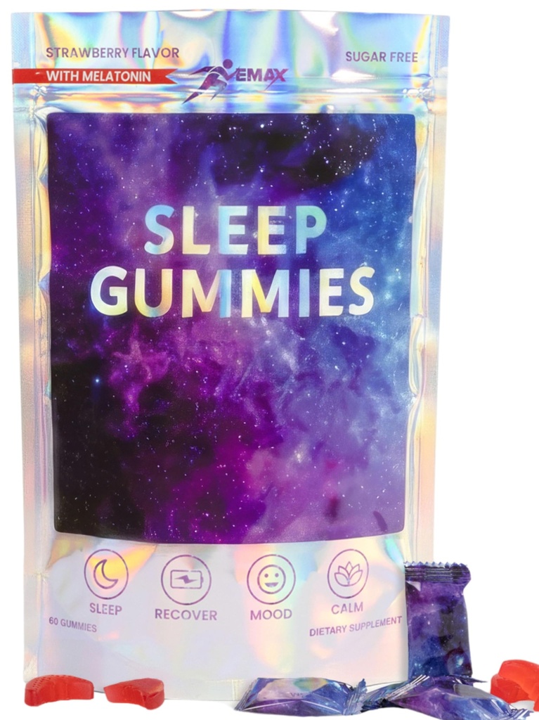 Vemax Sleep Gummies Adult Melatonin 10mg, L-Theanine, Magnesium, Lavender, Lemon Balm and Ashwagandha, Drug Free Nighttime Rest Support, 60 Strawberry Flavored Sleep Aids for Adults, Zero Sugar