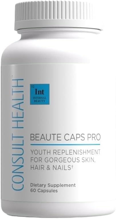 Consultez Santé Beaute Caps Pro - Supporte la croissance des cheveux, la peau et la santé des ongles - Collagène, vitamines B6, B7, B12, D & 10,500 mcg Biotine - MSM, Blood Orange - Anti-Aging - USA Made - Femmes & Hommes 60 Capsules