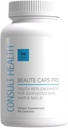 Consultez Santé Beaute Caps Pro - Supporte la croissance des cheveux, la peau et la santé des ongles - Collagène, vitamines B6, B7, B12, D & 10,500 mcg Biotine - MSM, Blood Orange - Anti-Aging - USA Made - Femmes & Hommes 60 Capsules