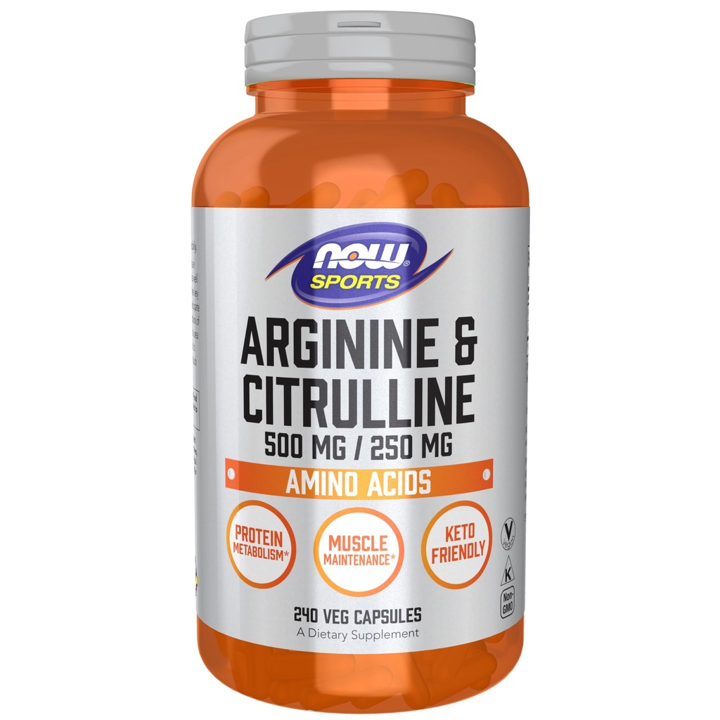 Nutrition sportive, Arginine et Citrulline 500 mg/ 250 mg, acides aminés, 240 gélules