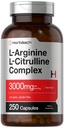 Horbäach L-Arginine L-Citrulline Complex | 3000mg | 250 Capsules | Non-GMO, Gluten Free Supplement