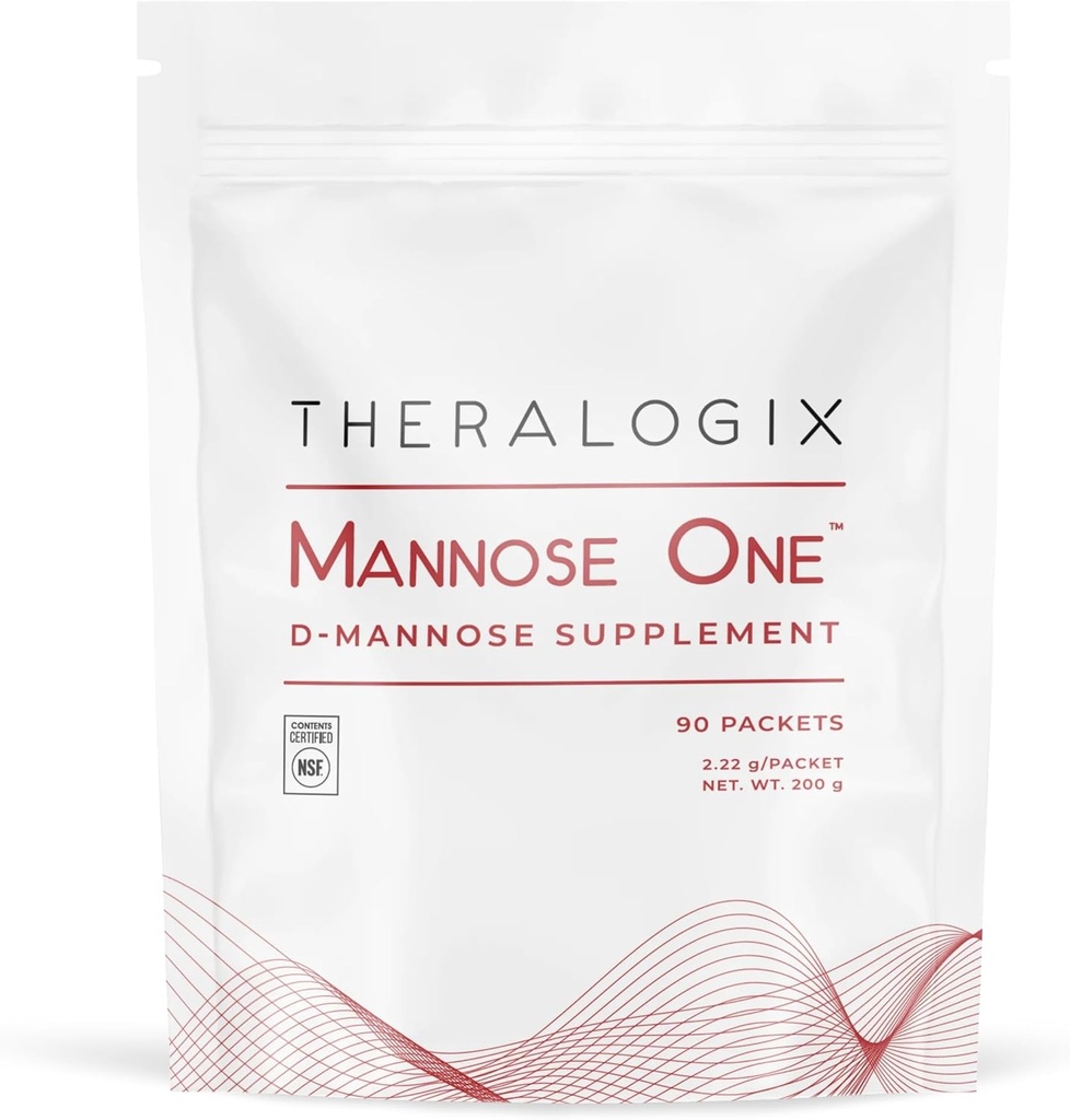Theralogix Mannose One Poudre de D-Mannose - Approvisionnement de 90 jours - Soutient la santé urinaire avec 2 000 mg de D-Mannose* - Certifié NSF - 90 paquets