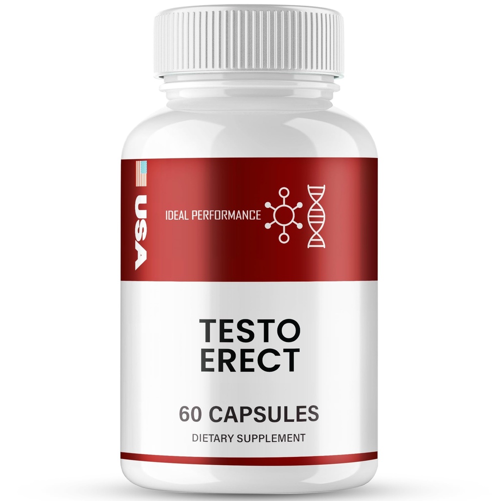 TestoErect Capsules, Advanced TestoErect Supplement Pills - Maximum Strength, All Natural Performance, Stamina & Energy Support, Testo Erect Overall Wellness Formula Reviews (60 Capsules)