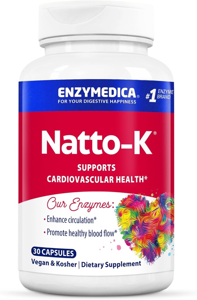 Enzymedica, Natto-K, Supplément Nattokinase, favorise la santé cardiaque et la circulation, 30 comtes