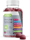 Viteey Multivitamin Gummies 8 en 1 Supplément de soutien immunitaire avec probiotiques - Immune Boosters pour adultes et adolescents - Végétarien, sans gélatine, sans OGM - Chewable Berry Flavored Pectin Imune Defense