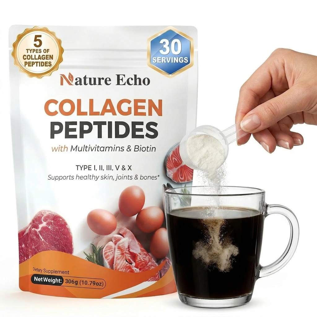 Multi Collagen Peptides Powder with Biotin & Hyaluronic Acid - 11 in 1 Grass-Fed Bovine & Wild-Caught Fish for Women Skin Hair Nails & Joints Unflavored