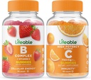 Complexe B durable + vitamine C 750mg, Gummies Bundle - Grande dégustation, supplément de vitamine, sans gluten, sans OGM, à croquer