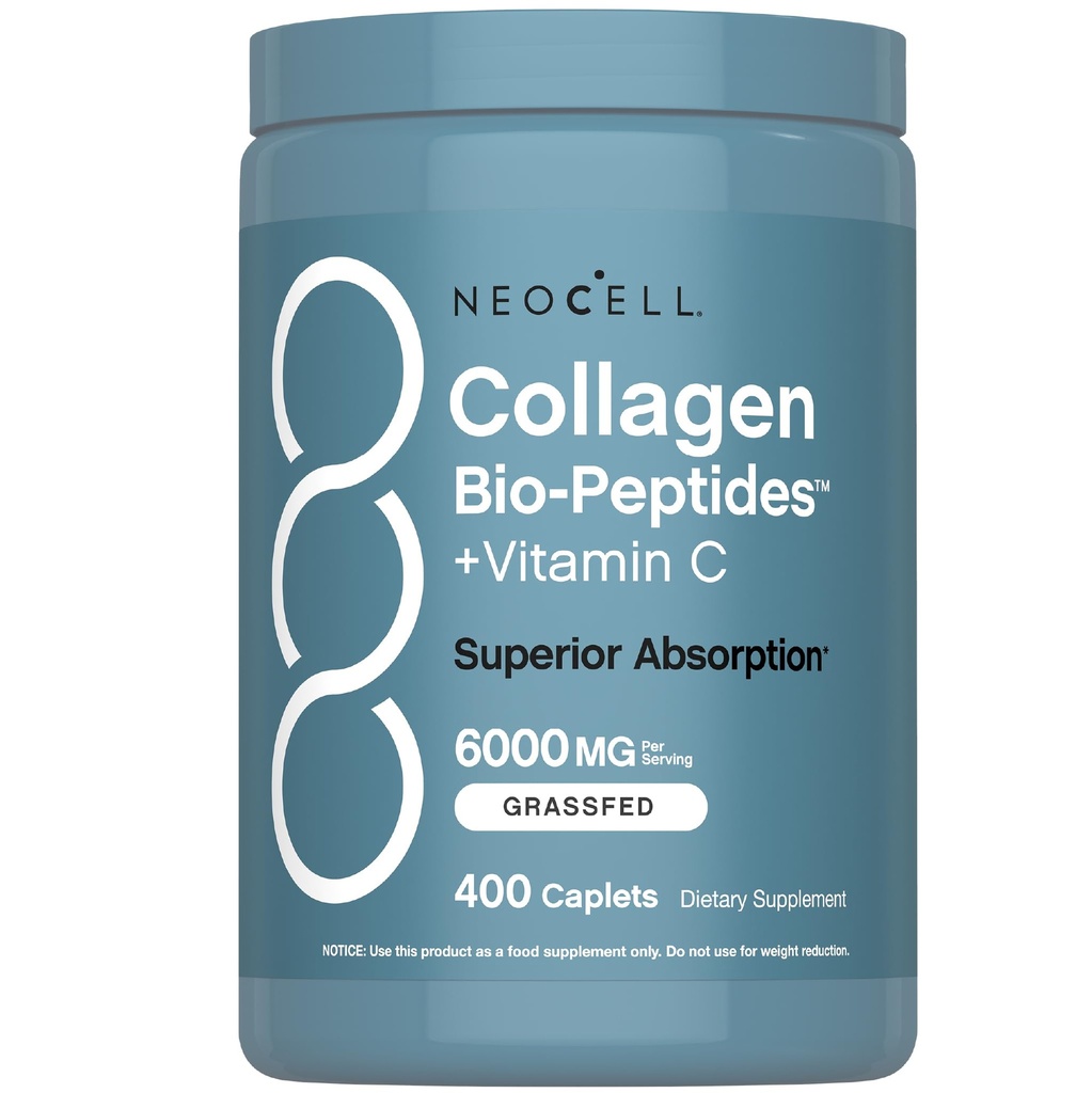 NeoCell Collagen Peptides Pills | 400 Caplets | Grass Fed | with Vitamin C | Superior Absorption Formula | for Women and Men