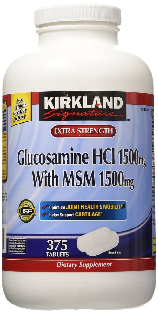 Kirkland Signature Glucosamine with MSM, 375 Tablets (2 Pack)