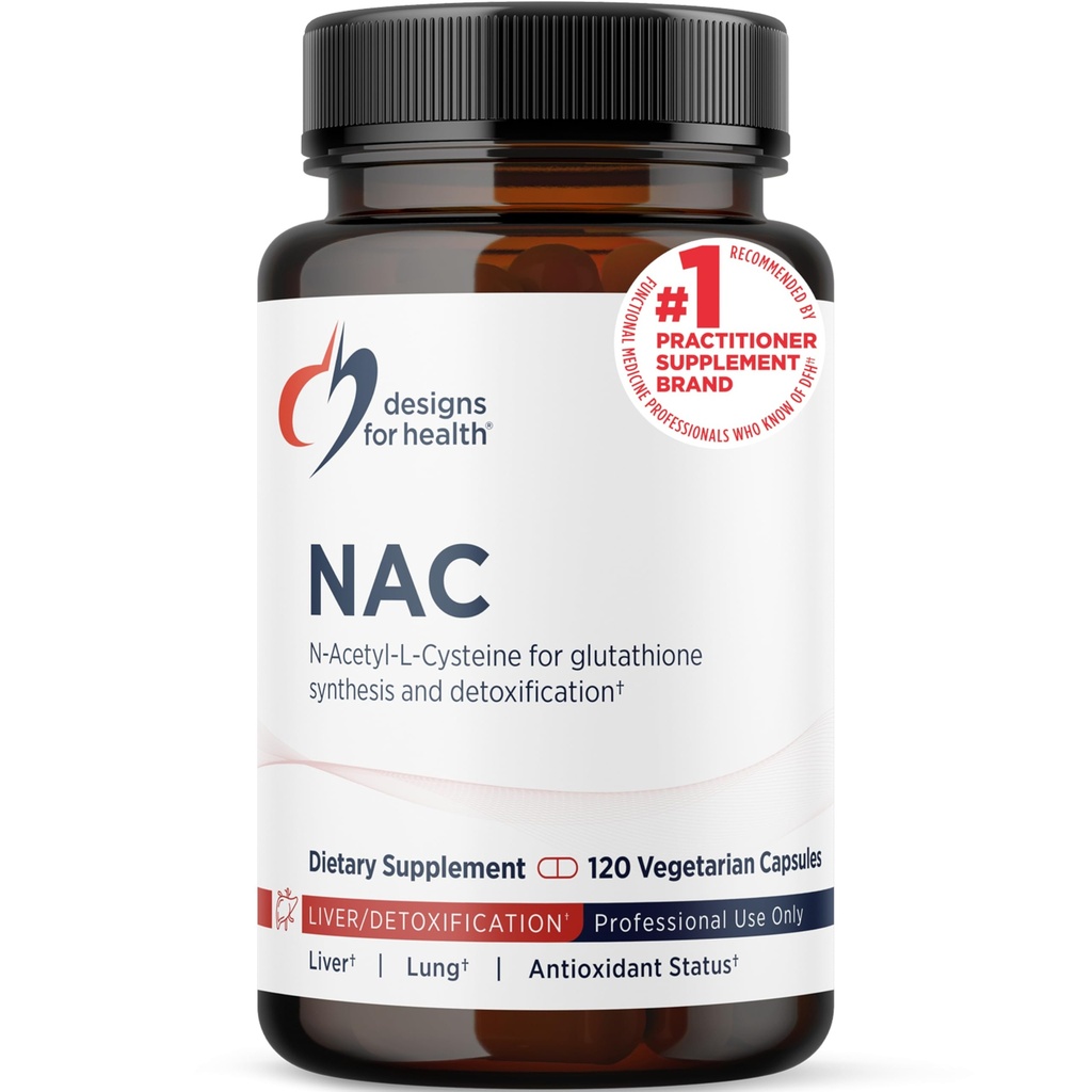 Designs for Health NAC - 900mg N-Acetyl-L-Cysteine, Antioxidant Glutathione Precursor - Detox + Workout Recovery Support - Non-GMO + Gluten Free Supplement (120 Capsules)