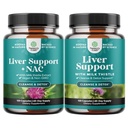 Bundle of Liver Support NAC - N Acetyl Cysteine Antioxidants Turmeric Choline Dandelion & L-Glutathione and Liver Cleanse Detox & Repair - Silymarin Milk Thistle Supplement with Artichoke Extract