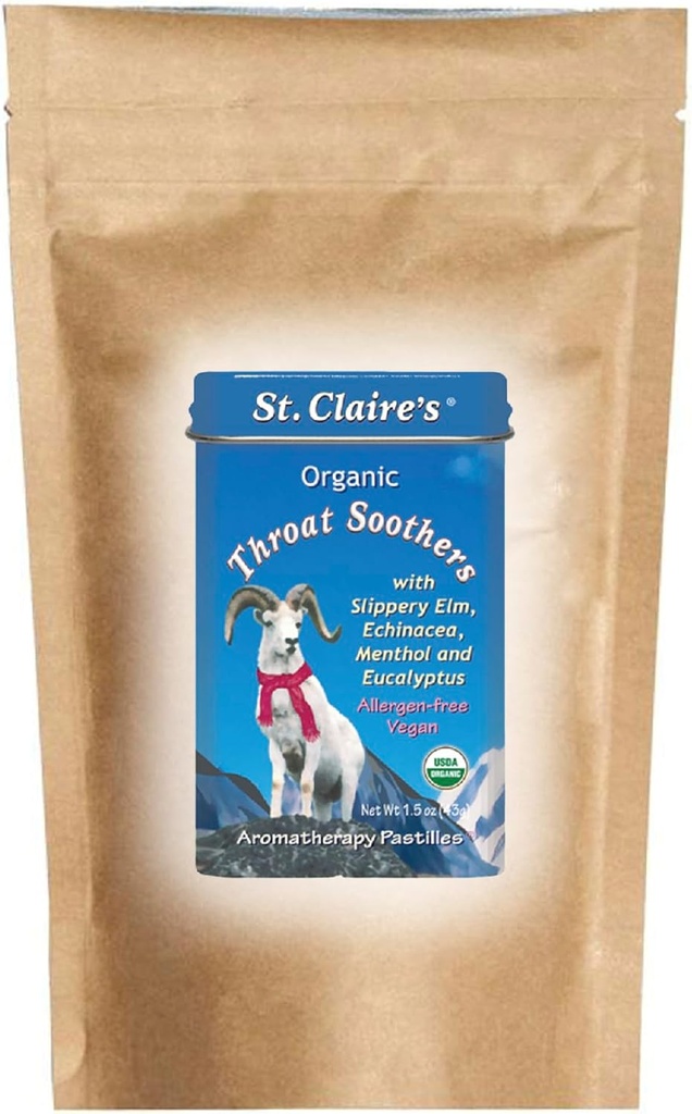 St. Claire's Organics Throat Soothers (8 Ounce Refill Bag) Gluten-Free, Vegan, GMO-Free, Plant-Based, Allergen-Free | Made in Our Allergen-Free Facility