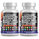Nutraceutiques propres Glucosamine Chondritine MSM 1500mg avec curcumine curcumine, collagène, acide hyaluronique, Omega 3 – supplément de santé mixte pour les hommes et les femmes (120 Nombre (paquet de 2))