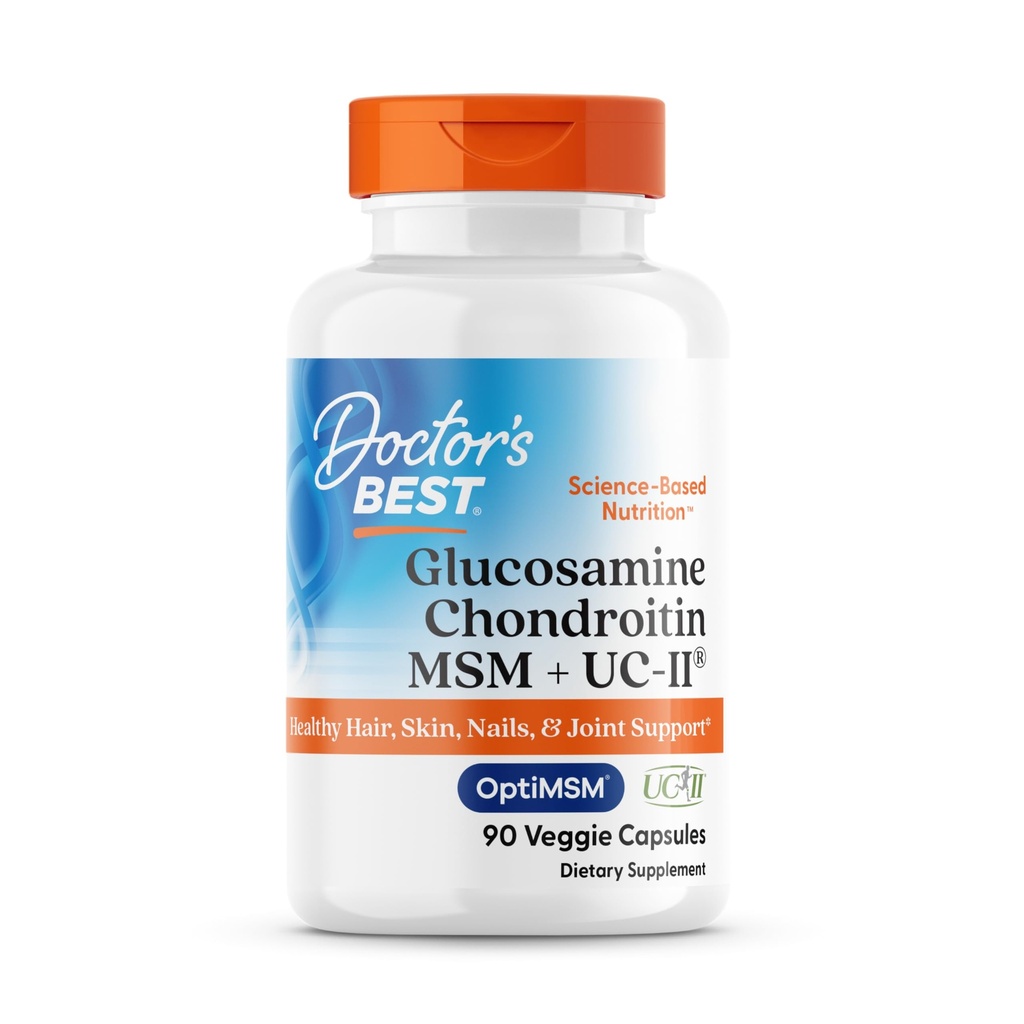 Meilleur glucosamine Chondroïtine MSM + UC-II - Supplément de soutien de santé conjoint pour les femmes et les hommes, Soutien nutritionnel pour la force articulaire, les cheveux, la peau et les ongles, sans gluten, sans OGM - 90 capsules veg