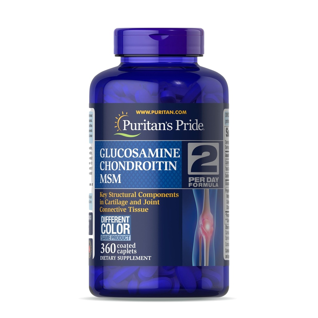 Puritan's Pride Glucosamine Chondroitin MSM, Dietary Supplement for Joint Health, 6 Month Supply, 360 Coated Tablets