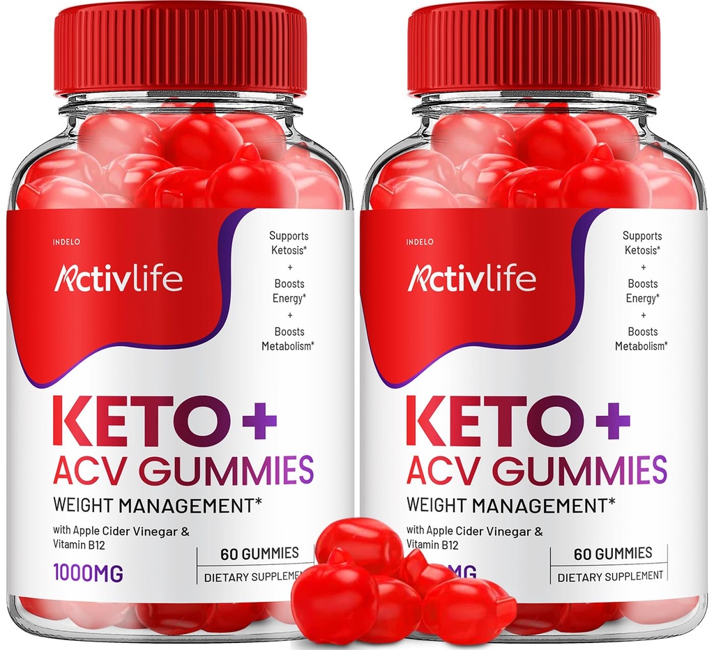 ActivLife Gummies Keto ACV - Vie active Gummies de vinaigre de cidre de pomme Keto, ActivLife Keto + ACV Gestion du poids Gummies ActiveLife Advanced 1000mg Formule (2 Pack - 120 Gummies)