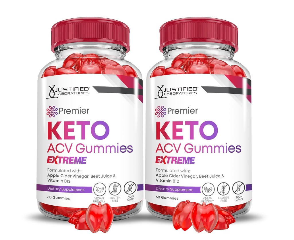 (2 Pack) Premier Keto ACV Gummies Extreme 2000MG Premier Keto Gummies Vinaigre de cidre de pomme formulé avec du jus de betterave grenade poudre B12 Vegan Non OGM 120 Gummys