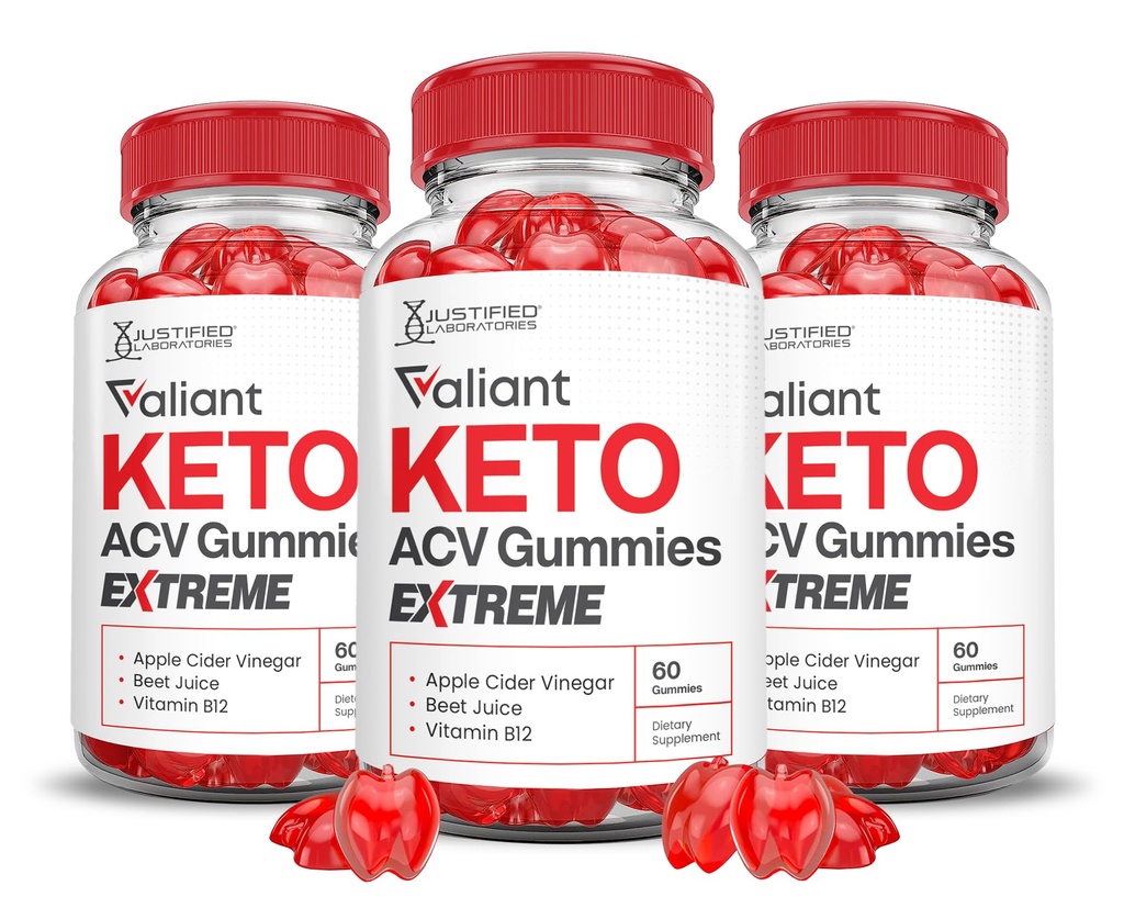 (3 Pack) Vaillant Keto ACV Gommies Extreme 2000MG Valant Keto Gommies Vinaigre de cidre de pomme formulé avec du jus de pomme de grenade poudre B12 végétalien non OGM 180 Gummys