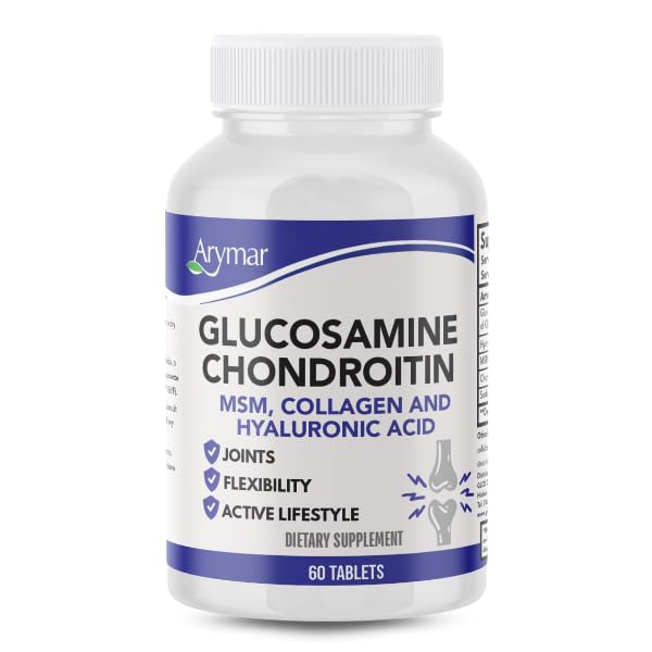 Arymar Glucosamine, Chondroitin, MSM, Collagen & Hyaluronic Acid Supplement 60 Tablets