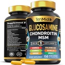 Glucosamine Chondroïtine MSM Supplément - 12in1 Formule - Combiner avec l'acide curcuma, l'acide hyaluronique, la boswellie, l'oméga-3, le bromelain, le gingembre, et plus - Soutien de santé conjoint - 150 capsules