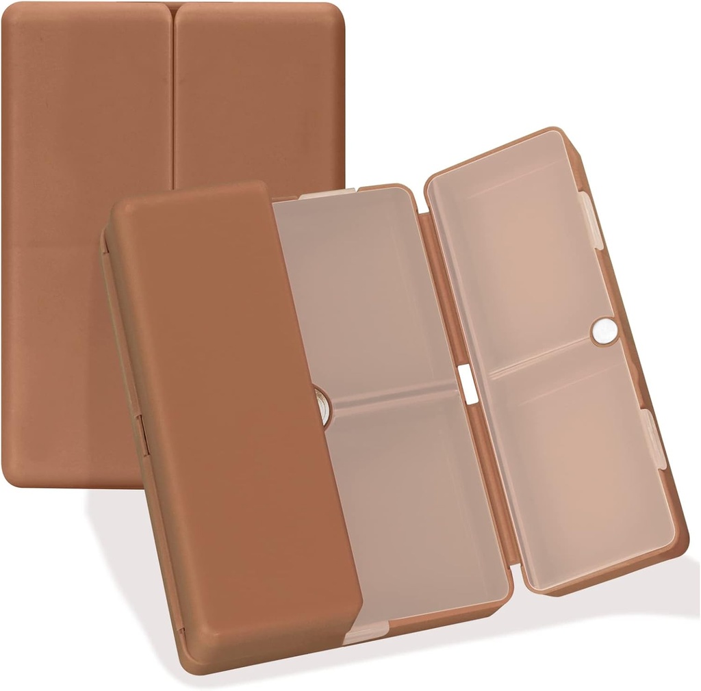 FYY Daily Pill Organizer, 7 compartiments Portable Travel Pill Case, [conception pliante] pour la poche de Purse pour tenir les vitamines, huile de foie de morue, suppléments et médicaments-Brown