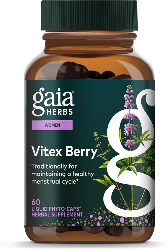Gaia Herbs Vitex Berry - soutient l'équilibre hormonal et la fertilité chez les femmes - 60 phytocapsules liquides végétaliens (30 jours d'approvisionnement)