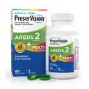 PreserVision AREDS 2 + Multivitamin, #1 Eye Doctor Recommended Brand, 2-in-1 Eye Vitamin with Lutein, Zeaxanthin, Zinc, and Vitamin C, D & E, 80 Softgels
