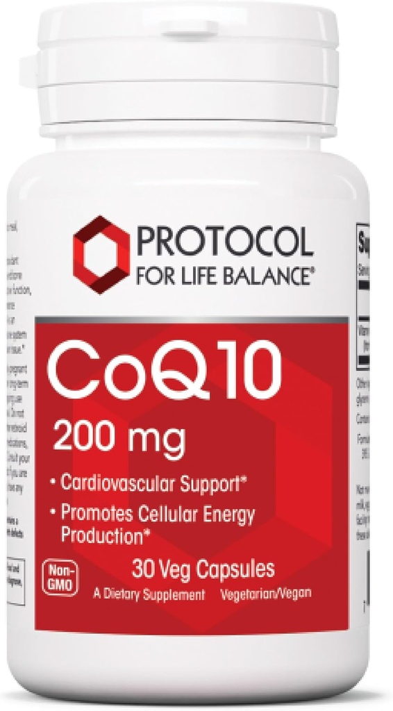 Protocol CoQ10 200 mg - pour la santé cardiaque* - Suppléments cardiaques pour les hommes et les femmes* - Végétaliens et non-OGM - 30 gélules
