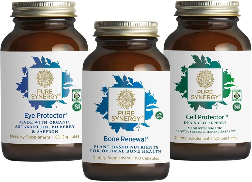 PURE SYNERGY Ensemble vibrant de vieillissement pour la santé des os avec le calcium, le magnésium et le K2.