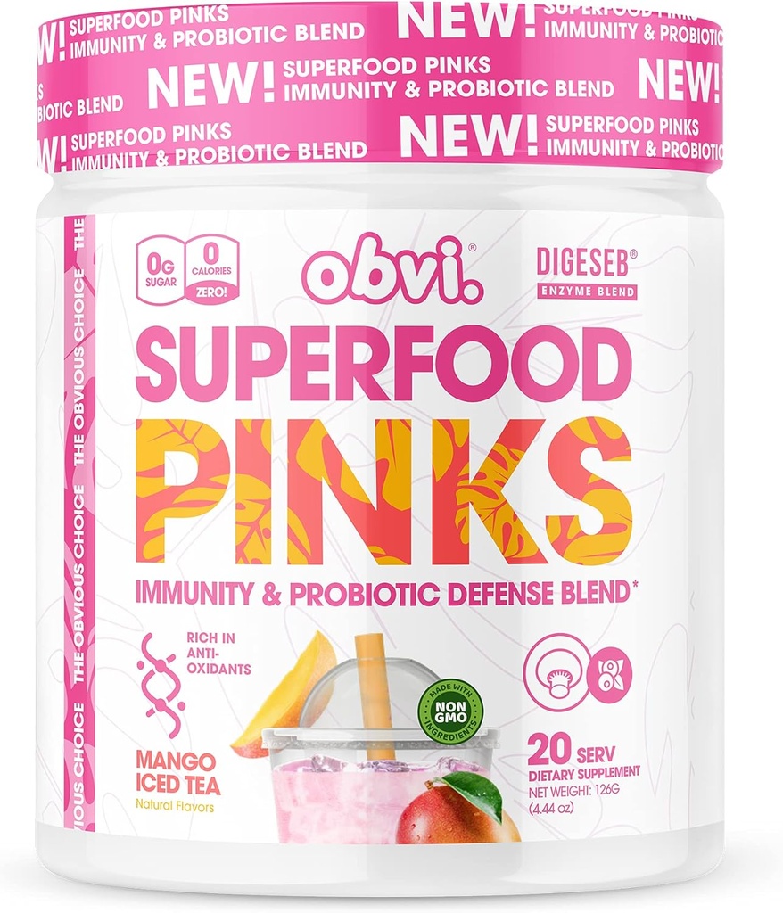 Obvi Superfood Roses Probiotic Blend. Riche en antioxydants, adaptogènes, mélange d'enzyme digestive, soutien immunitaire, Gut Health.